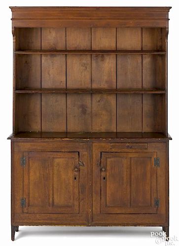Southern hard pine pewter cupboard, late 18th c., 77'' h., 51 1/2'' w.