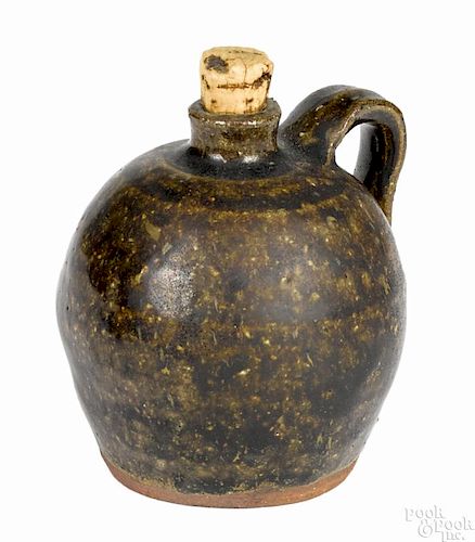 Miniature southern salt glaze stoneware jug, 19th c., 3 1/4'' h.