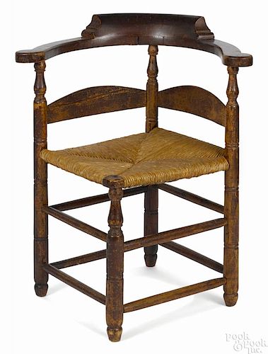 American William & Mary maple and oak corner chair, mid 18th c.