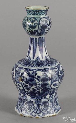 Delft blue and white bulb vase, 18th c., 10 1/2'' h.