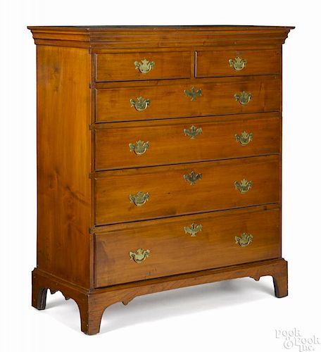 New England Chippendale maple semi-tall chest, ca. 1780, 43 1/2'' h., 35 1/2'' w.