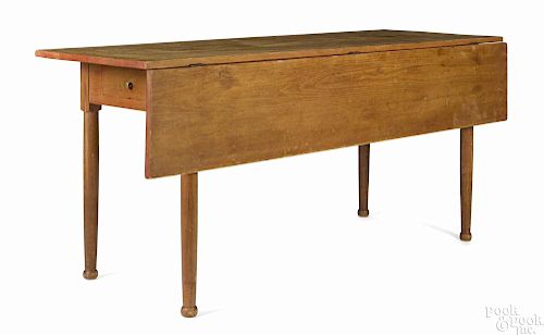 New England Shaker pine drop leaf harvest table, 19th c., possibly Enfield, New Hampshire