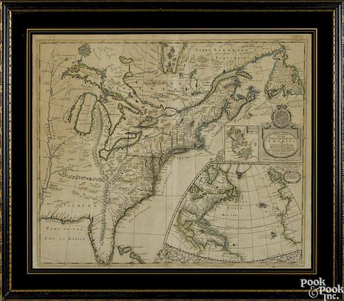 John Harris, color engraved New Map of the English Empire in America, sold by Morden and Brown