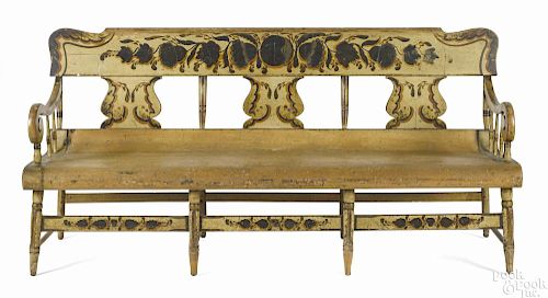 Pennsylvania painted settee, ca. 1840, attributed to Mifflintown Chair Works, Juniata County