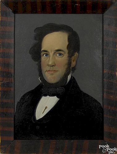 William Matthew Prior (American 1806-1873), oil on board folk portrait of a gentleman, 14'' x 10''.