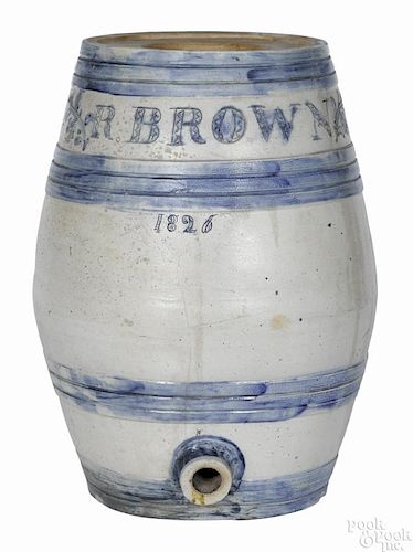Large New York stoneware cooler, dated 1826, inscribed R. Brown