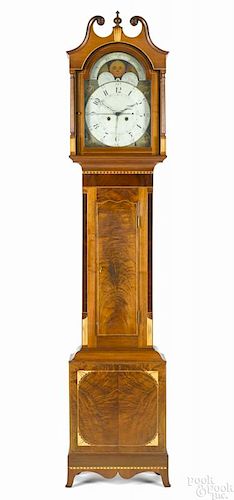 Pennsylvania Federal walnut tall case clock, early 19th c.