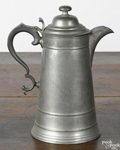 Providence, Rhode Island pewter flagon, ca. 1830, bearing the touch of William Calder, 10 3/4'' h.