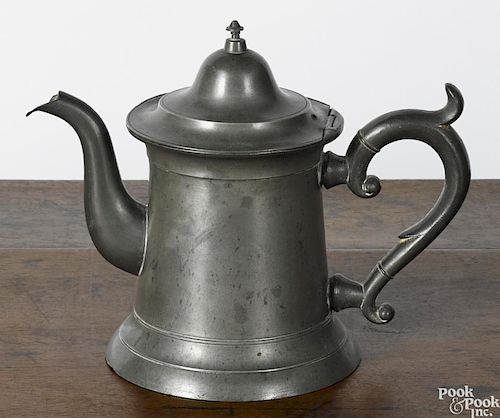 Belfast, Maine pewter teapot, ca. 1850, bearing the touch of Samuel Hersey, 7 1/4'' h.