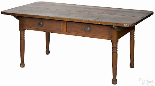 Pennsylvania Sheraton walnut tavern table, ca. 1820, 27 1/2'' h., 65 1/2'' w.