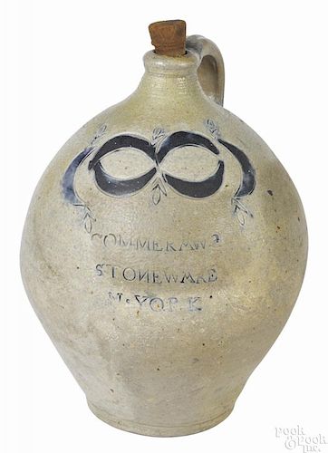 Manhattan, New York stoneware jug, ca. 1810, impressed Commeraws Stoneware N. York