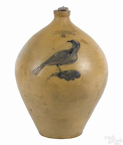 New York stoneware jug, ca. 1830, impressed I. Seymour Troy, Factory