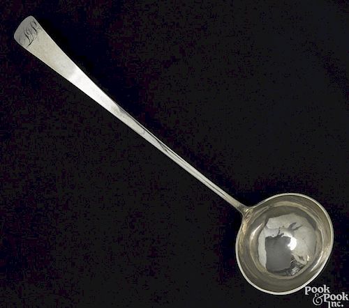 Philadelphia coin silver ladle, late 18th c., bearing the touch of Joseph Richardson, 14'' l.