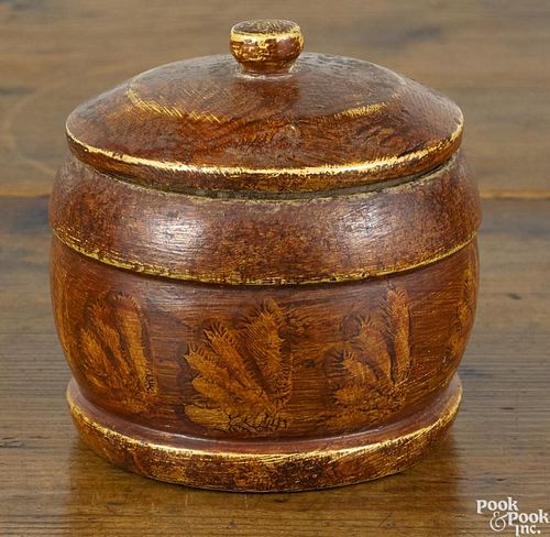 Pennsylvania turned and painted poplar canister, 19th c.