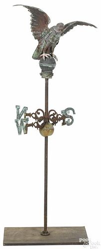Copper eagle weathervane, late 19th c., with directionals, 52 1/2'' h.