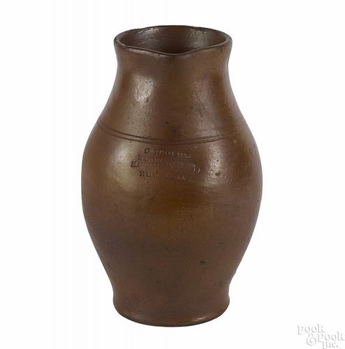 Clarkson Crolius, Manhattan, New York stoneware pitcher, ca. 1815, impressed C. Crolius