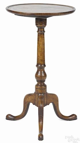 Queen Anne tiger maple candlestand, late 18th c., 27 1/2'' h., 15 1/2'' w.