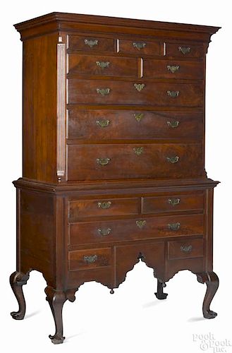 Southeastern Pennsylvania or New Jersey Queen Anne walnut high chest, ca. 1750