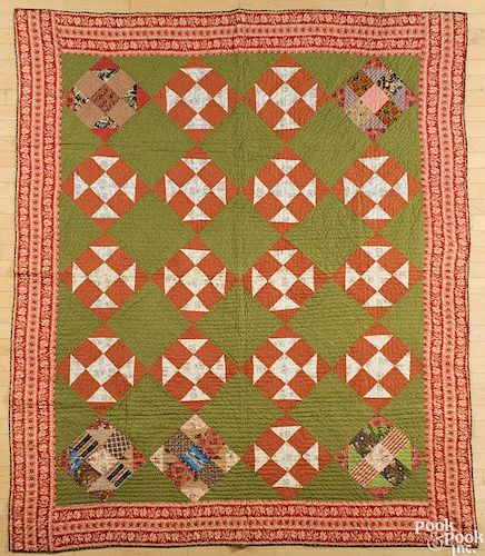 Pair of Pennsylvania nine-patch quilts, ca. 1870, 85'' x 74''.