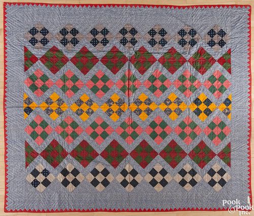 Pennsylvania nine-patch quilt, ca. 1880, 94 1/2'' x 80''.