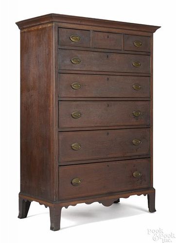 Pennsylvania Federal walnut tall chest, ca. 1810, with all over line inlay, 66'' h., 42'' w.