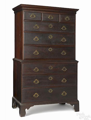 Pennsylvania Chippendale figured walnut chest on chest, ca. 1770