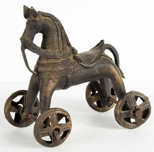 Chinese Bronze Horse on Wheels