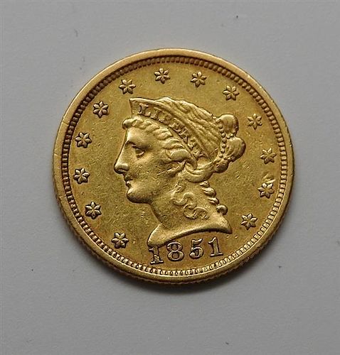 1851 Liberty Head 2.5 Dollar Gold US Coin