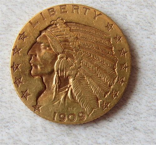 1909 Indian Head 5 Dollar Gold US Coin
