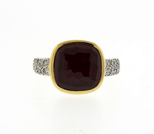 Pomellato Scheherazade 18K Gold Diamond Red Gemstone Ring
