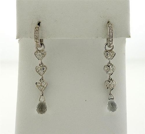 18K Gold Diamond Crystal Dangle Earrings