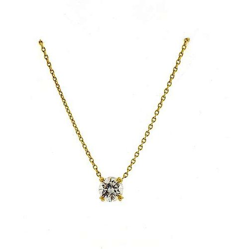 Harry Winston GIA 18K Gold 1.04ct  F VS2 Diamond Necklace