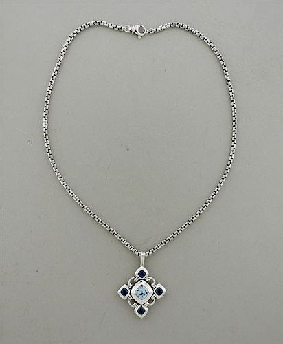 David Yurman Renaissance Sterling Silver Blue Topaz Necklace