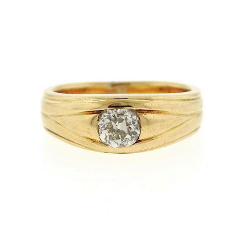 Antique European Gypsy 14K Gold Diamond Ring