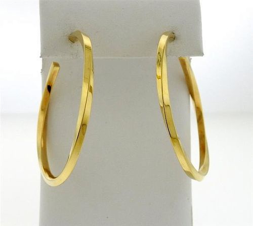 Tiffany &amp; Co. 18k Gold Twisted Large Hoop Earrings