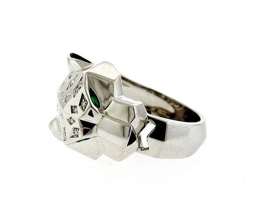 Cartier Panthere 18k Gold Diamond Emerald Onyx Ring