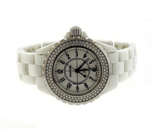 Chanel J12 White Ceramic Diamond Watch