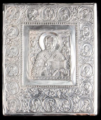 Henryk Winograd Pure Silver Russian Icon of Christ Pantocrator