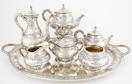 7 pc Gorham Sterling Silver Coffee Service with Tray