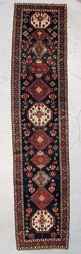 Antique Karadja Rug: 3'5'' x 15'4'' (104 x 467 cm)