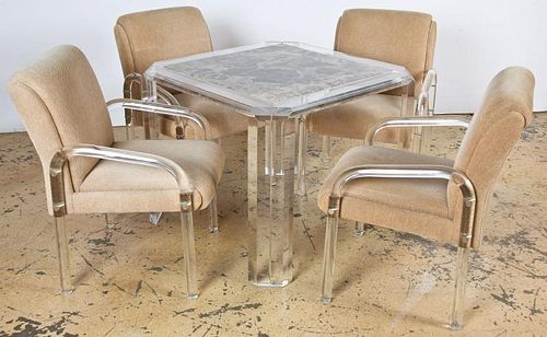 Custom Lucite and Marble Dinette Suite