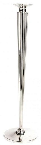 * An American Silver Trumpet Vase, Whiting Mfg. Co., Attleboro, MA, having a pierced rim and reeded cylindrical tapering form.