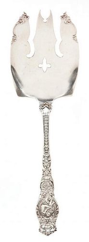 * An American Silver Serving Fork, Wendell Manufacturing Co., Chicago, IL, in the Ariel pattern.