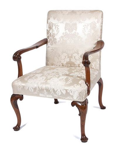 * A Georgian Mahogany Open Armchair Height 37 1/2 inches.