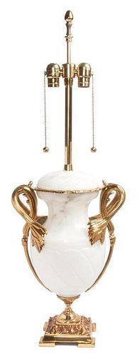 An Onyx and Gilt Metal Lamp Height 18 inches.