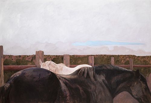 Susan Hertel, Untitled (Two Horses, Fence, Sky)