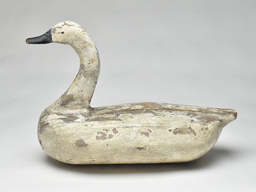 Extremely rare swan, attributed to Alvirah Wright, Duck, North Carolina, circa 1900.