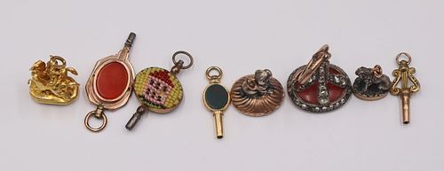 JEWELRY. Grouping of Pocket Watch Keys and Fobs