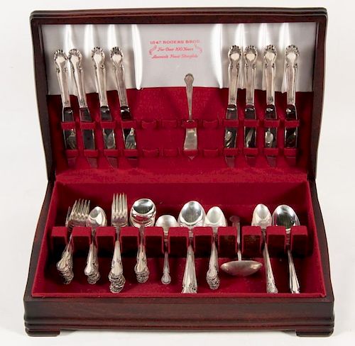 70 TROY OZS.,  64 PIECE STERLING SILVER FLATWARE SERVICE,  "WEDDING BELLS"  BY RODGERS