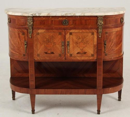 19TH C. LOUIS XV STYLE BRONZE MOUNTED MARBLE TOP BUFFET